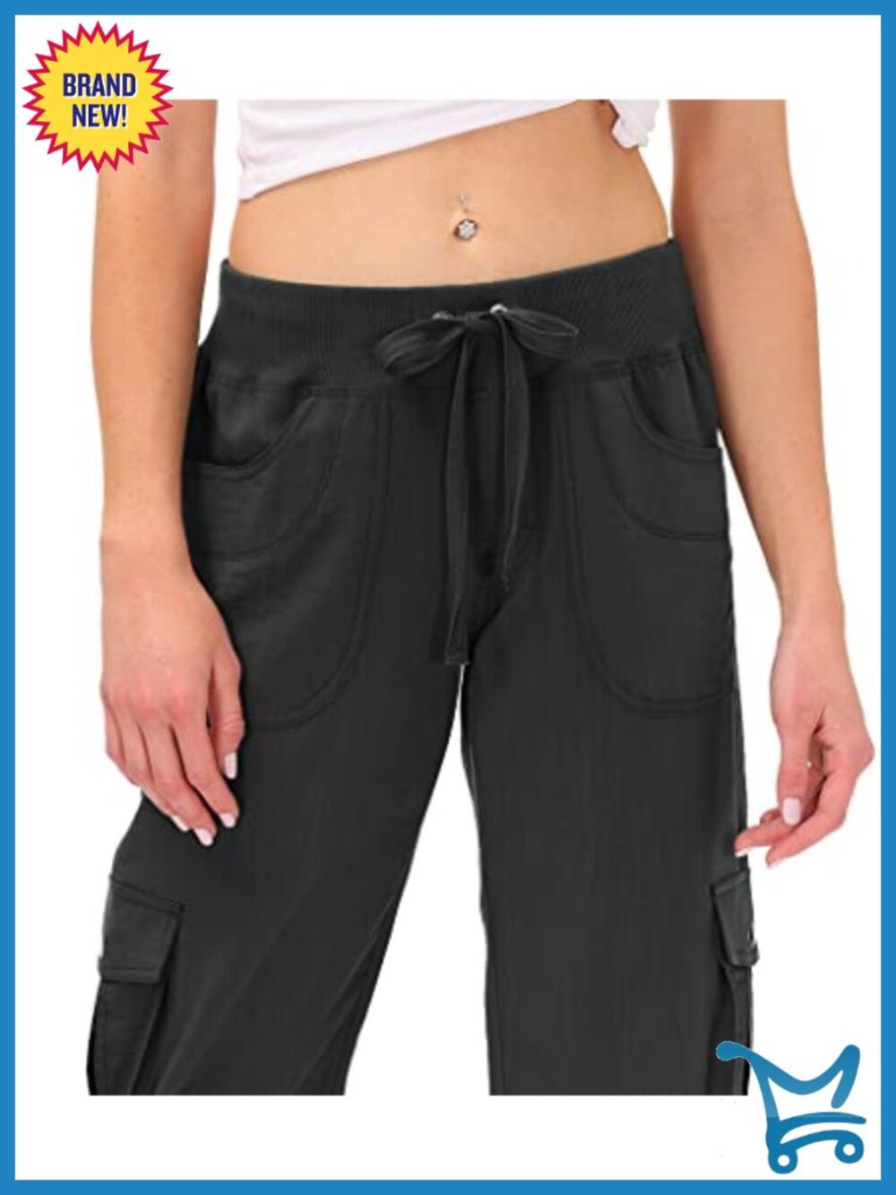 MoFiz Womens Capris Pockets Loose Fit Lightweight Cargo Hiking Outdoor Pants - Picture 2 of 6